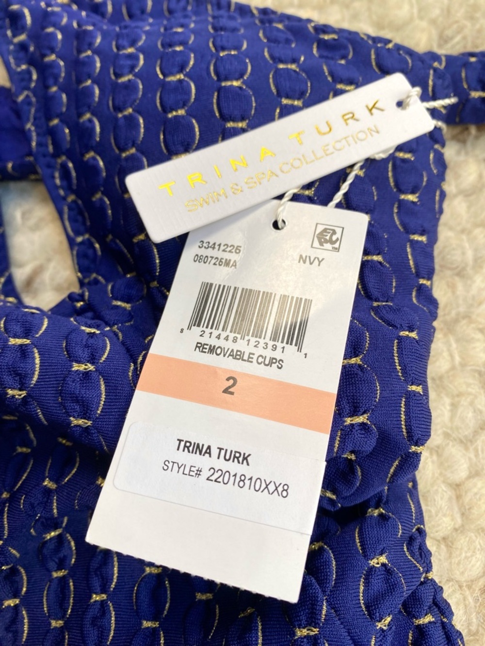 Trina Turk NWT Metallic Asymmetrical One Piece Swimsuit, Sz 2 - Picture 4 of 8